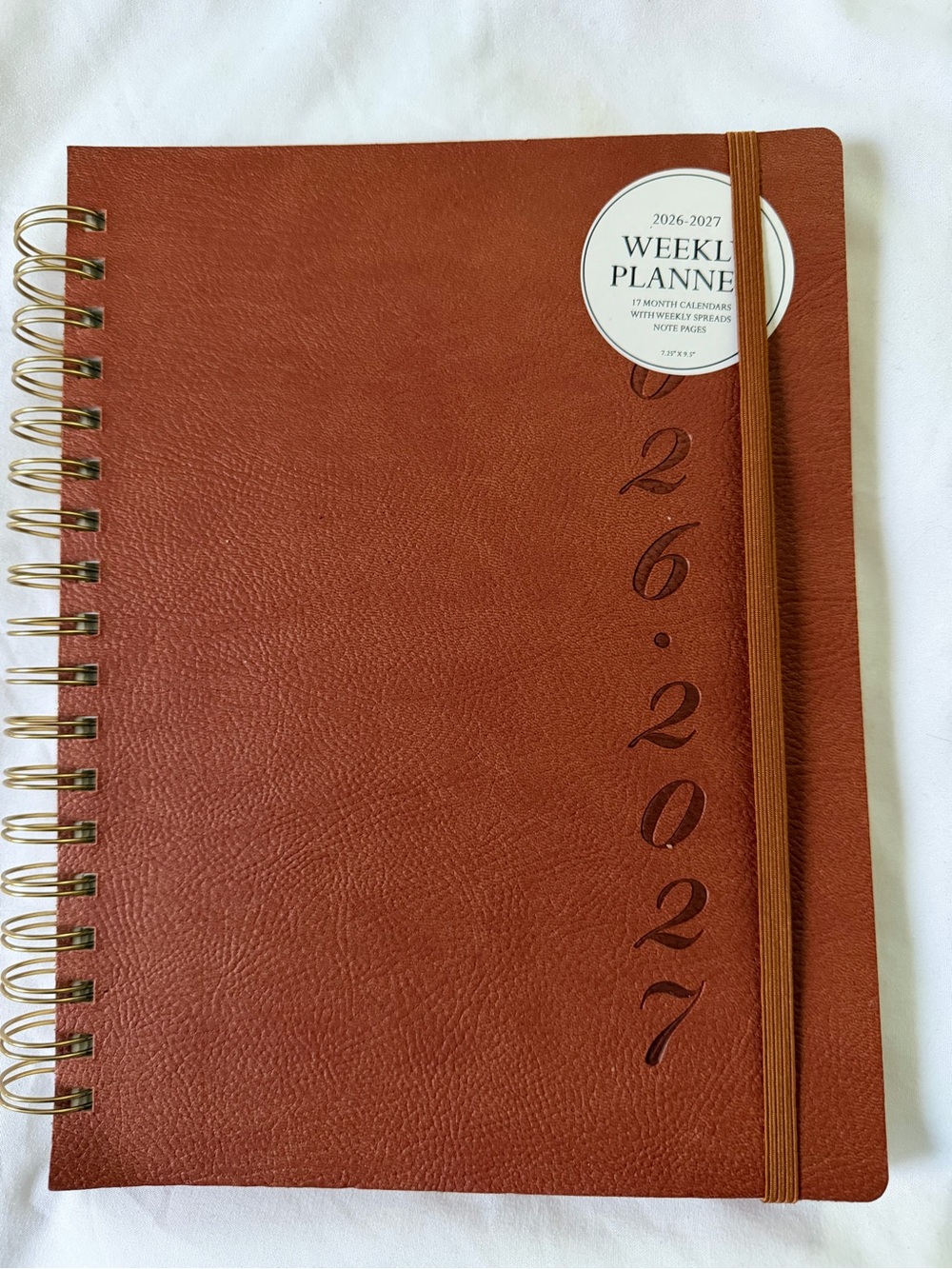 2026-2027 Weekly Planner Spiral Notebook - Brown Cover
